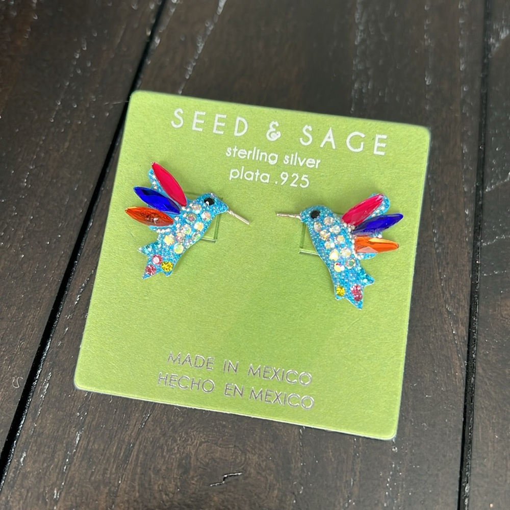 Seed & Sage Sterling Silver Hummingbird Earrings - Picture 3 of 5